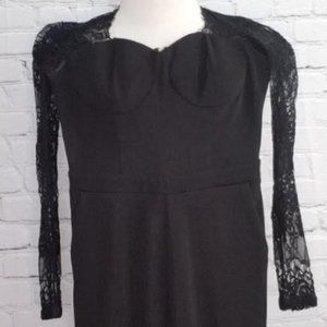 Material Girl Black Jumpsuit with Lace Neckline